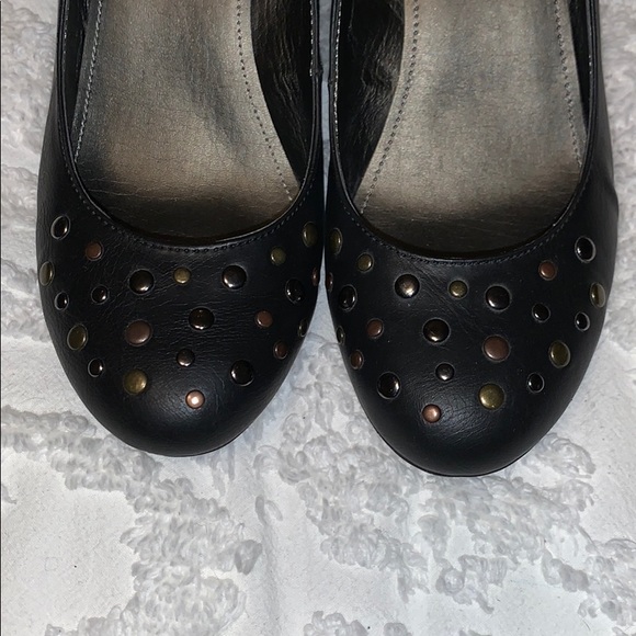 Sonoma Black Wedge with Metal Studs 8 - Picture 2 of 5